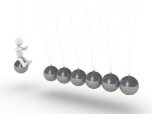 why lifestyle changes? one step starts a health process illustrated by Newtons cradle.