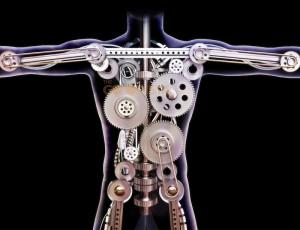 The Body Machine illustrated by a man with mechanical insides