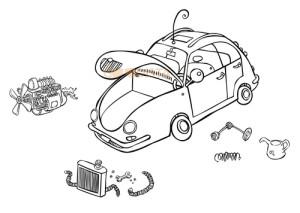 The body machine - do you treat your body like a car? illustrated by broken down car