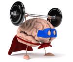 Exercise your brain - illustrated by weight lifting brain figure.