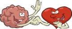 Heart and Brain shaking hands, cartoon to illustrate how the body and mind are connected