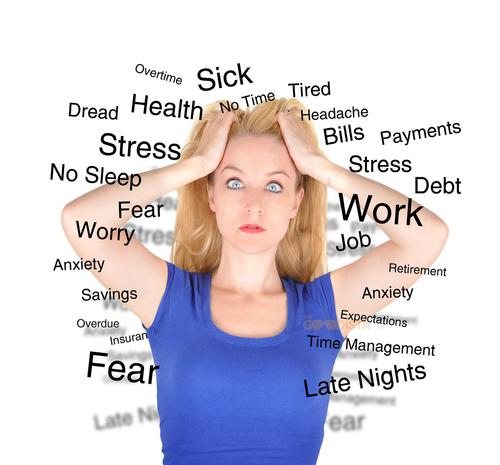 Health Matters and these Health Factors impact us. Woman 'exploding' from fear, stress, debt, work, and too much of everything