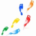 Footwear choice starts with making sure you know your feet pronation as illustrated by these colourful foot prints.