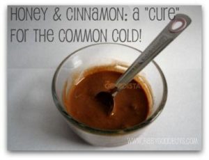 Cold Remedies that you can make at home include honey & cinnamon mixture as seen in this picture. Read more on thegoodista.com