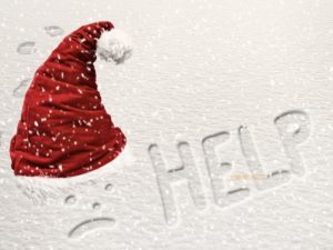 Christmas Feeling can be found if you let go a bit illustrated by Snow Santa saying 'Help'. Read more on thegoodista.com
