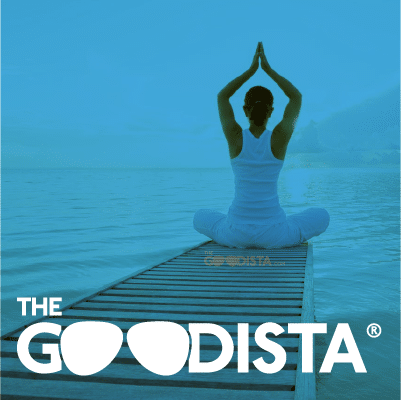 Healthy Lifestyle category logo in thegoodista.com illustrated by woman meditating
