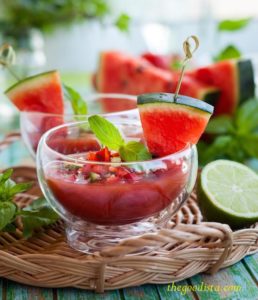 Gazpacho recipe with watermelon, illustrated by cold soup in indi