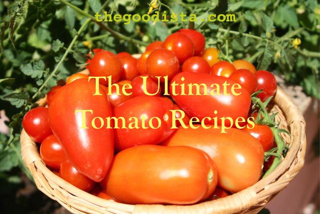 Tomato recipes and how to freeze tomatoes on thegoodista.com. Tomatoes in a basket in the picture. 