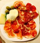 Wellness fitness and spa vacation has to include good food. Here a plate of home cured salamis, ham and cheese from Litrico's Restaurant and Pizzeria across from Santavenere hotel.