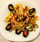Wellness fitness and spa vacation must include excellent food. In picture Seafood pasta from Litrico's Restaurant and Pizzeria.