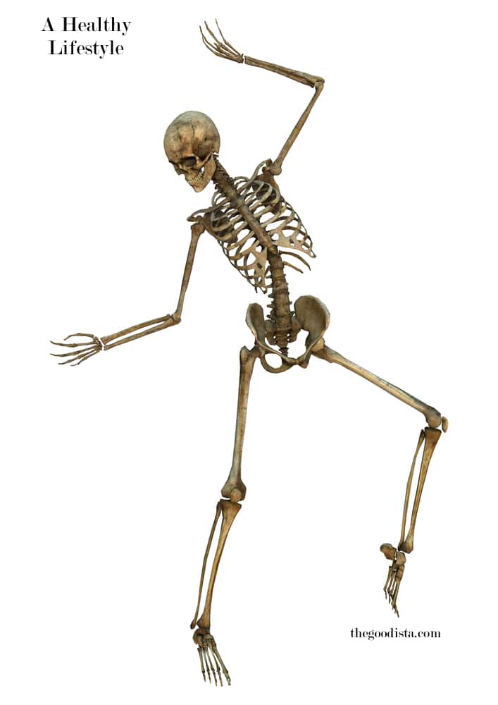 Exercise motivation comes easily once you have a healthy lifestyle, illustrated by dancing skeleton.