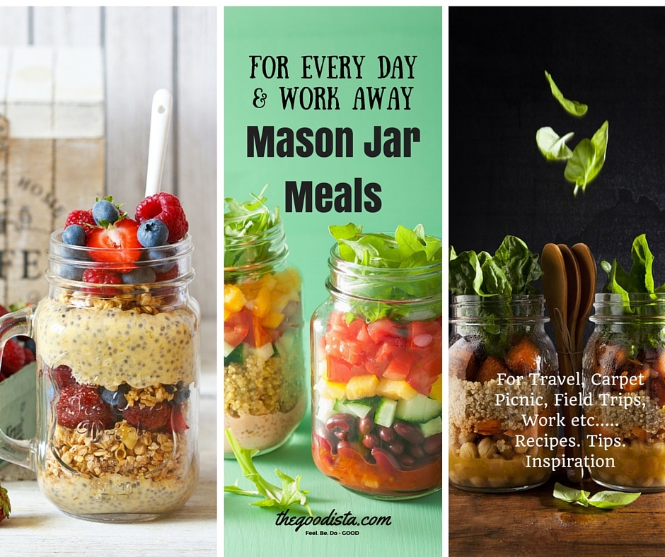 Mason Jar Meals seen in this picture. Read thegoodista.com.