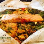 Salmon in a bag ready from the oven in this picture.