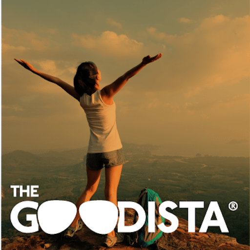 The GOODista Logo. Woman with arms outstrecthed to illustrate that you can change