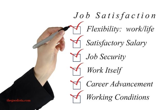Job satisfaction defined as per organisational theory in this checklist. 